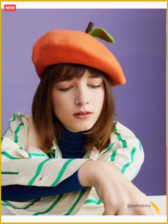 Wool Beret Hat Painter Cap Cute Fruit Print Accessory main image 4